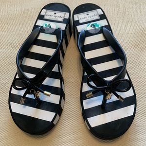 Striped Kate Spade wedge sandals